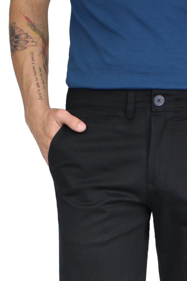 Bermuda Color Negro Slim Fit Stretch De Algodón Para Caballero 